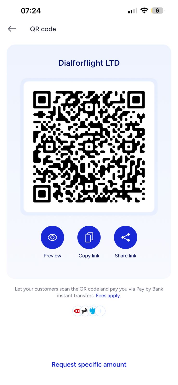 Tide payment QR code for partner payments